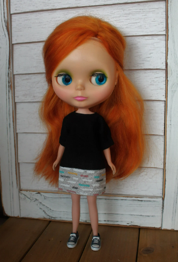 Simple Shift Dress for Blythe, 1/6 size dolls