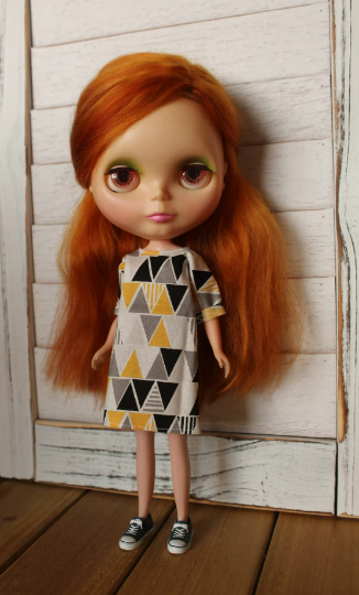 Simple Shift Dress for Blythe, 1/6 size dolls