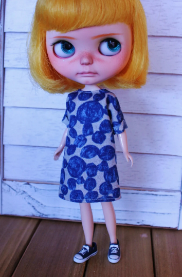 Simple Shift Dress for Blythe, 1/6 size dolls
