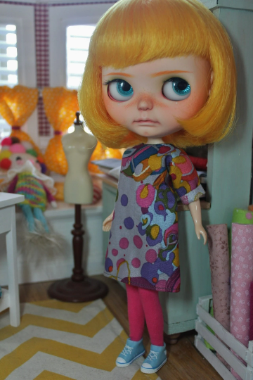 Simple Shift Dress for Blythe, 1/6 size dolls